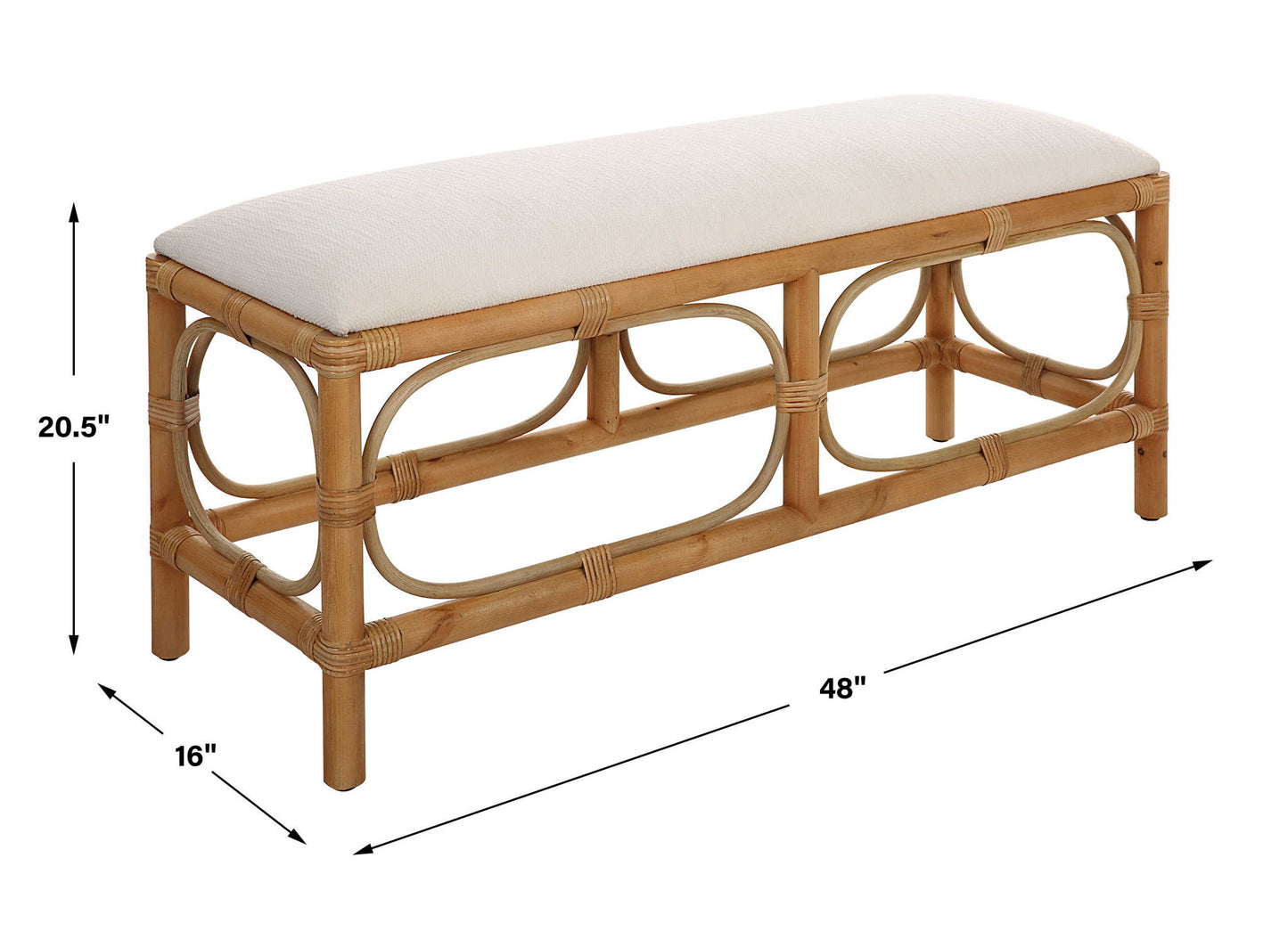 Laguna - Fabric Rattan Bench - White