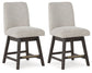 Burkhaus - Upholstered Swivel Barstool (Set of 2) - Beige / Dark Brown