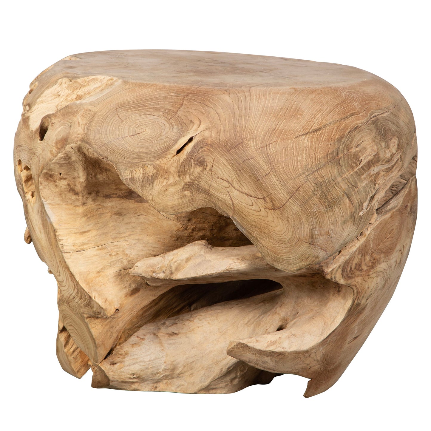 Sola - Handcrafted Teak Side Table - Beige