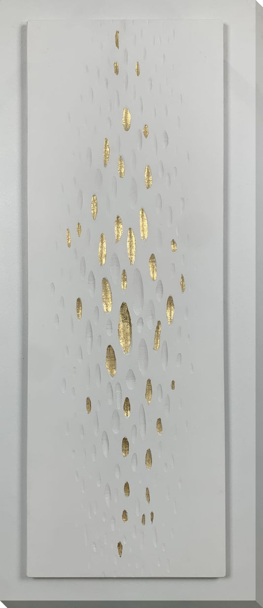"Golden Drops" Hand-Painted Wrapped Canvas - White / Gold