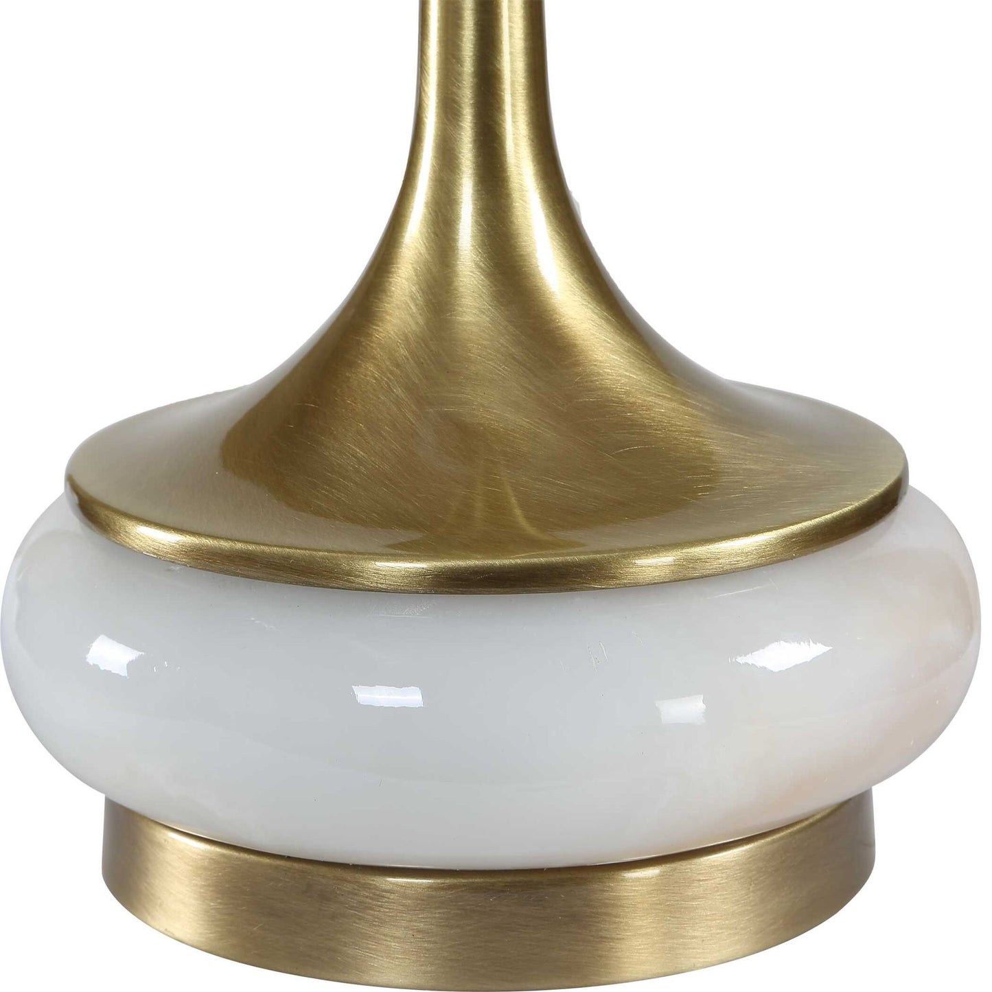 Molena - Brass & Pearly Stone Table Lamp - Brass,Gold,White