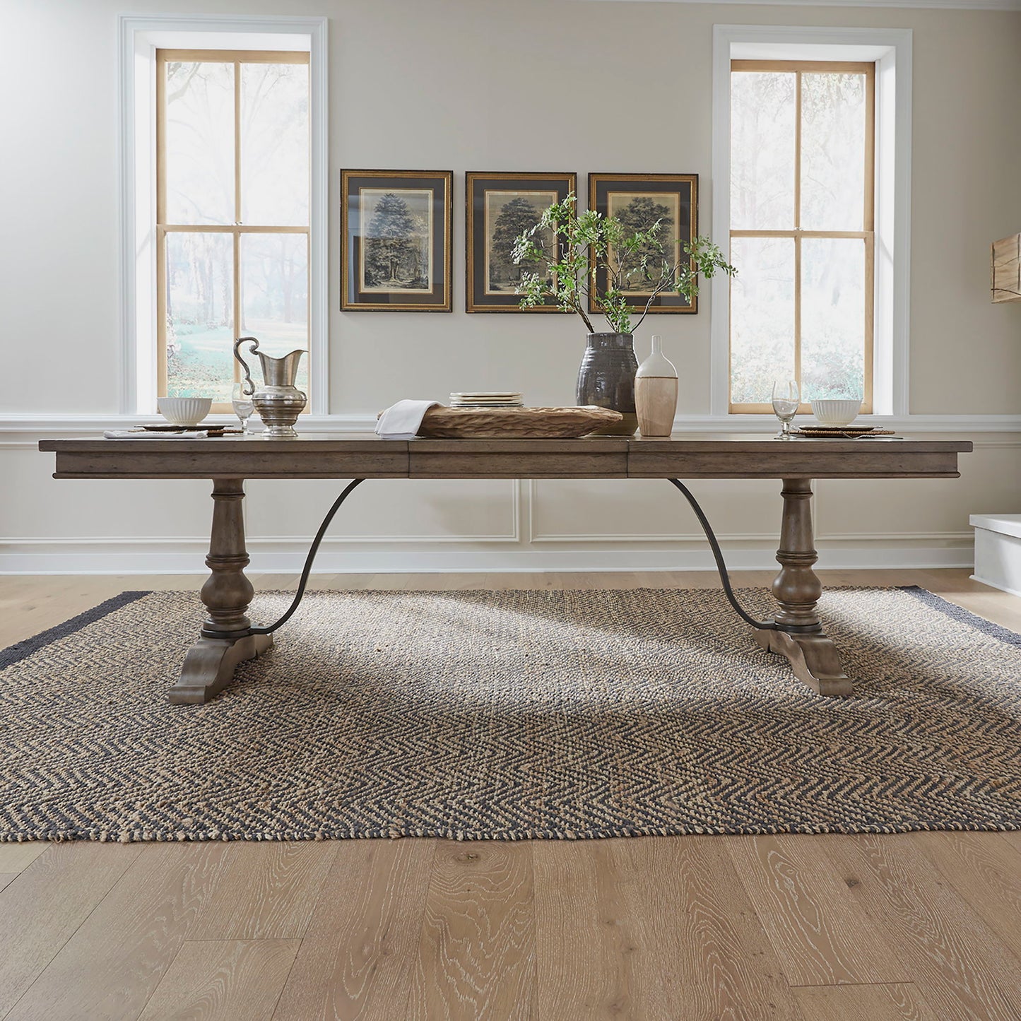 Americana Farmhouse - Trestle Table - Dark Brown