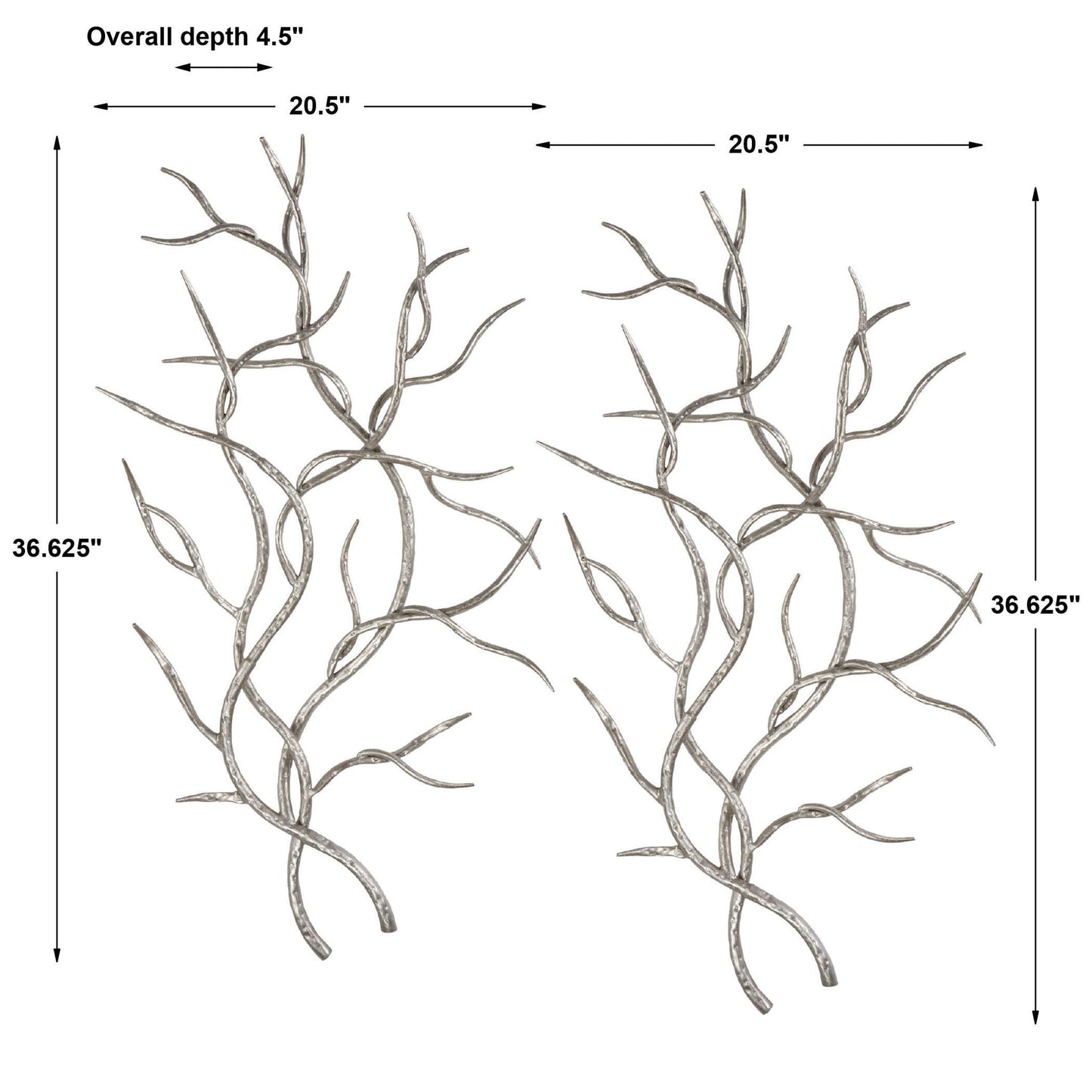 Silver Branches - Wall Art (Set of 2) - Pearl Silver