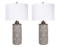 "Geometric Harmony" Ceramic Table Lamp (Set of 2) - Brown / White