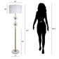 "Crystal Bloom I" Metal And Crystal Floor Lamp - Soft Gold / Clear Crystal / White Marble