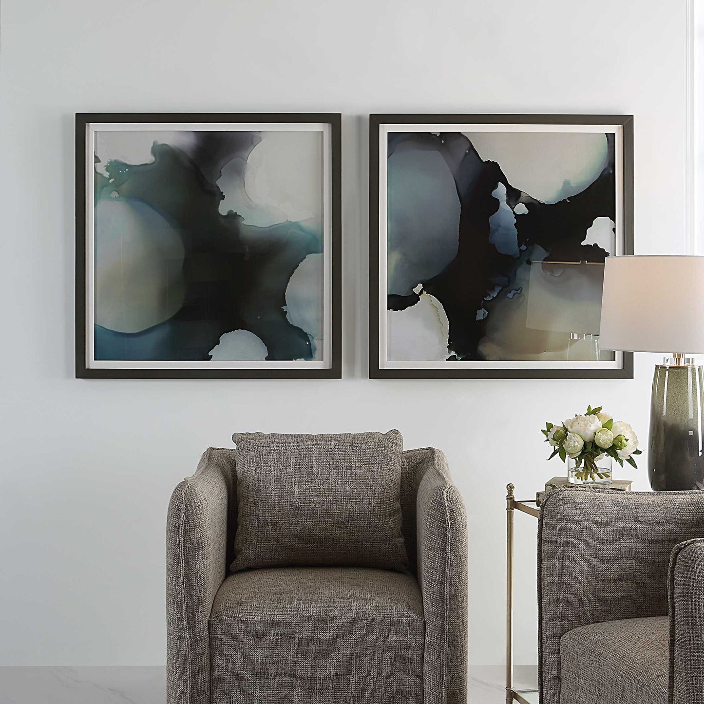 Telescopic - Abstract Framed Prints (Set of 2) - Black
