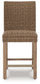 Walton Bridge - 5 Pc. - Square Bar Table W/Fire Pit, 4 Barstools - Driftwood