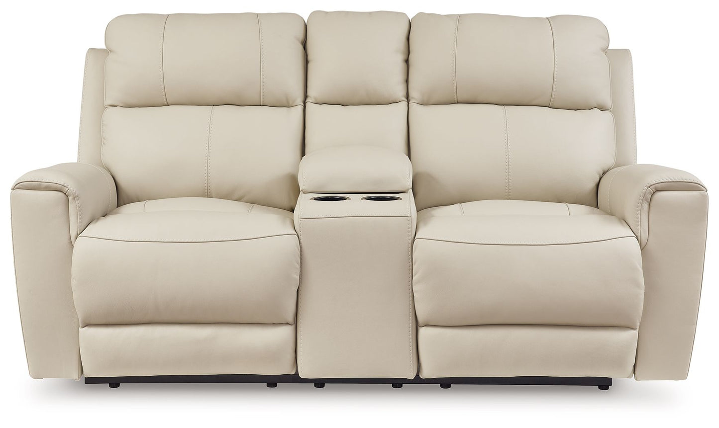 Dahlmoore - Dbl Power Reclining Loveseat With Console - Almond