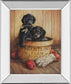 Black Labs - Mirror Framed Print Wall Art - Dark Brown