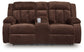 Free Wake - Double Relcining Power Loveseat With Console - Chocolate