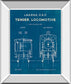 Locomotive Blueprint III By Wild Apple Portfolio - Mirror Framed Print Wall Art - Blue