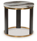 Jazmore - Round End Table - Brown / Brass Finish