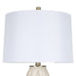 Textured Leaves Carved Ceramic & Metal Table Lamp (Set of 2) - Beige / Soft Gold