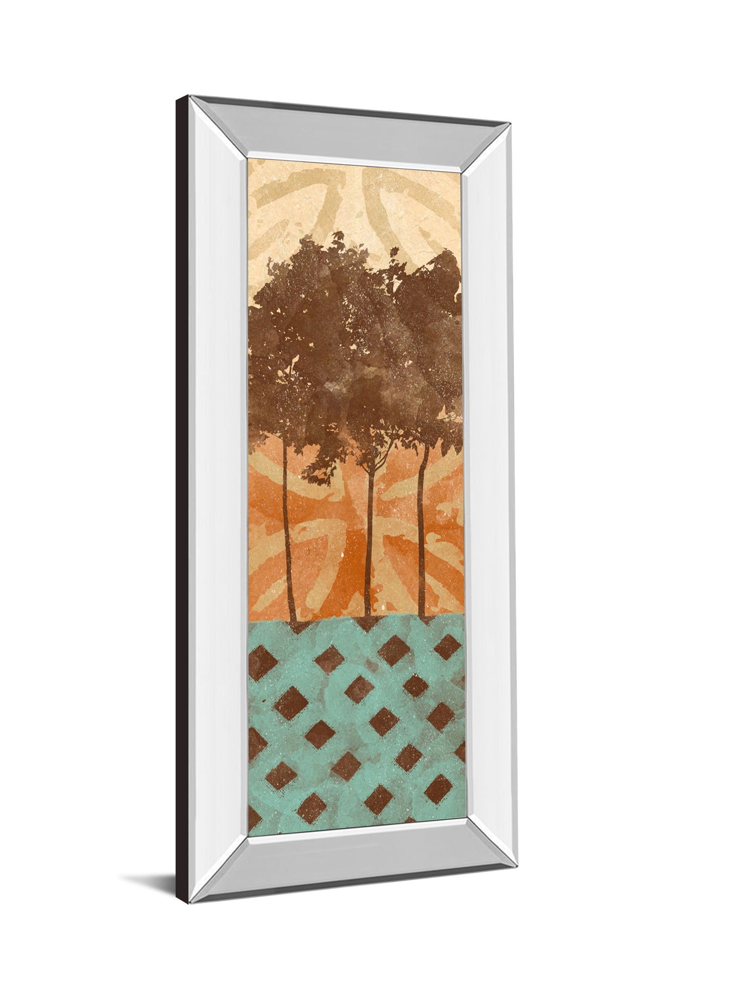 Mirrored Frame Tribal Trio I By Alonzo Saunders - Light Brown