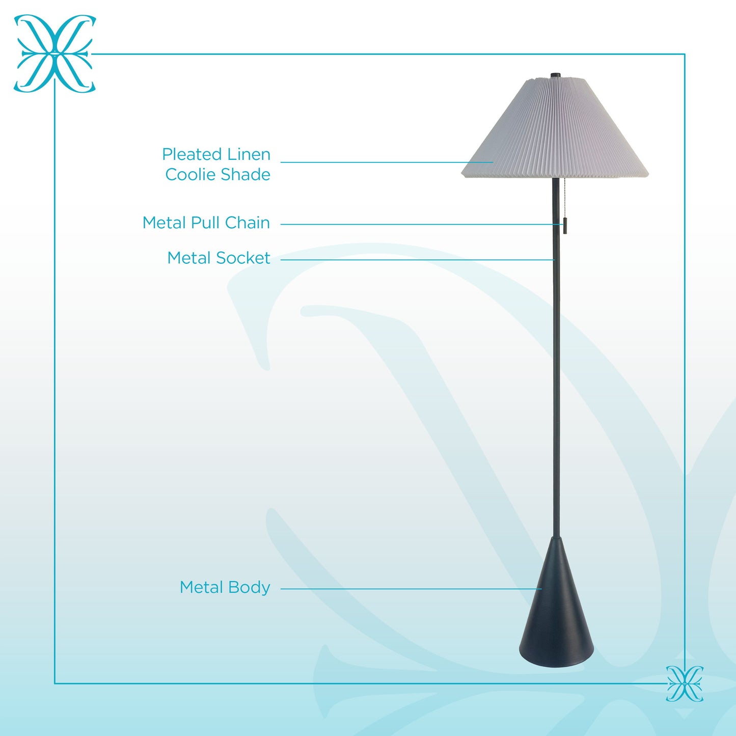 Conical Oasis Metal Floor Lamp - Matte Black / White
