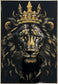 Crowned Noir I Gloss Canvas With Glitter In Frame - Black / Gold
