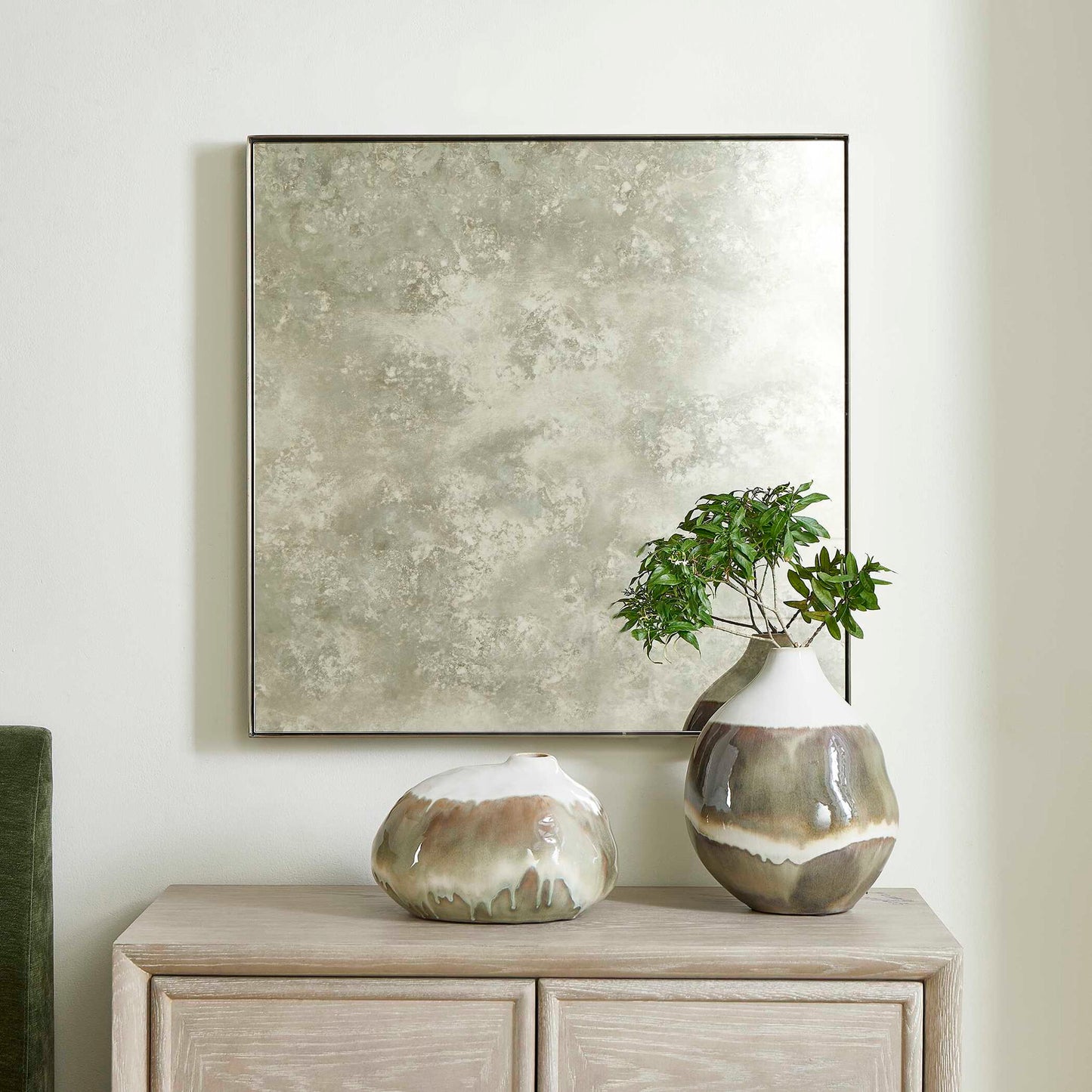 Fredric - Square Antique Mirror - Brass