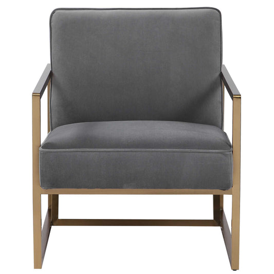 Hartigan - Accent Chair - Brass / Gray