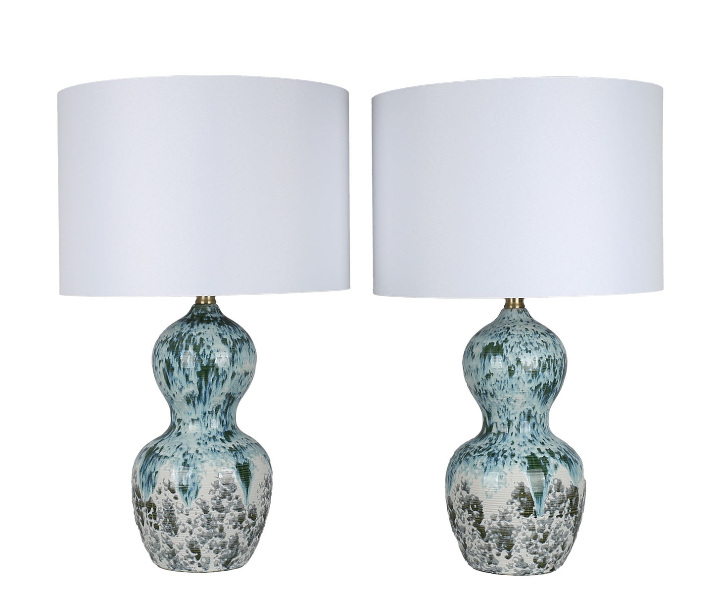 Oceanic Drift Ceramic Table Lamp (Set of 2) - Blue Drip Reactive Glaze