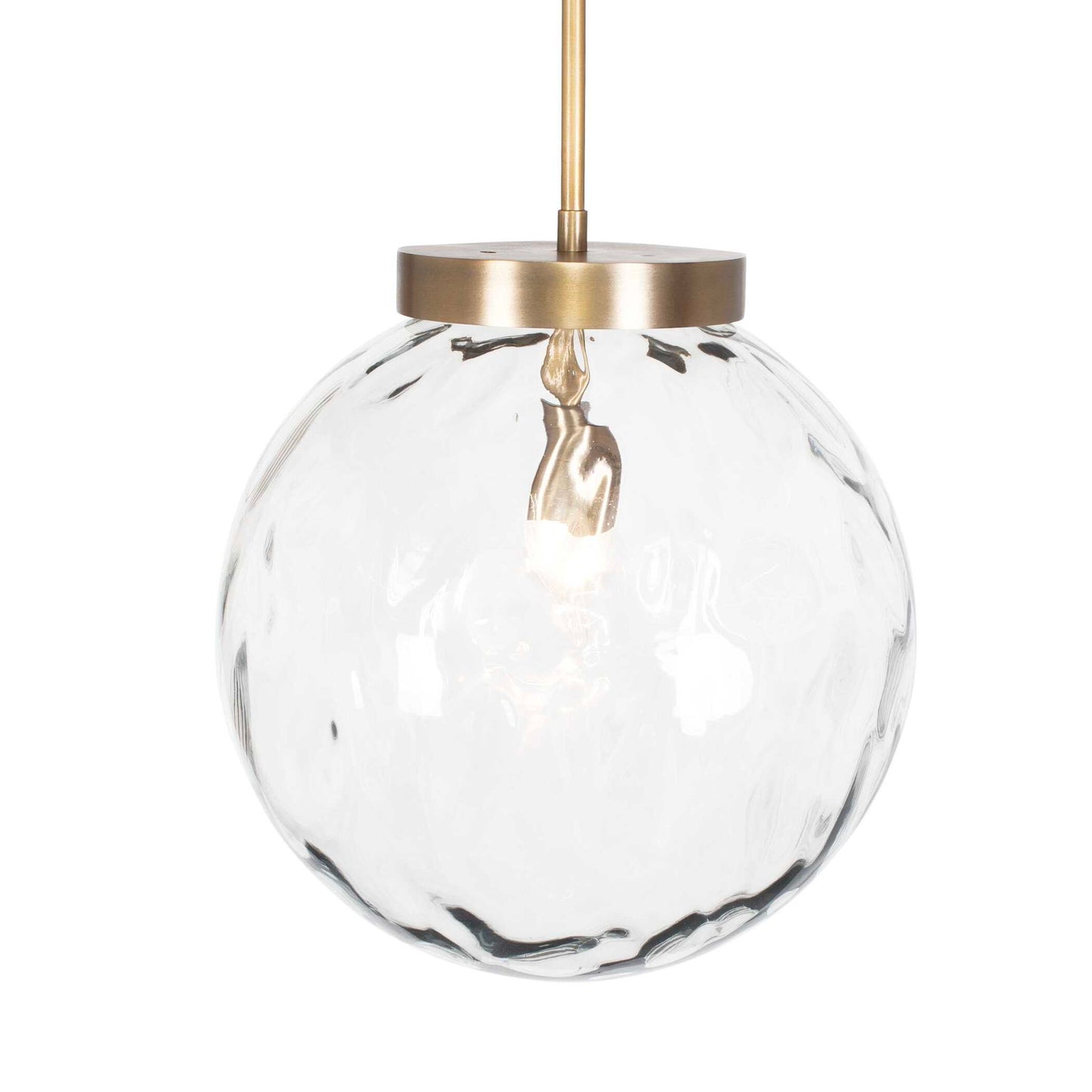 Gaia - 1 Light Watered Glass Pendant - Brass