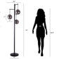 "Globe Cascade" Metal Floor Lamp With Glass Globes - Polished Chrome / Smoked Glass