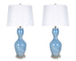 "Azure Elegance" Art Glass Table Lamp (Set of 2) - Blue Art Glass