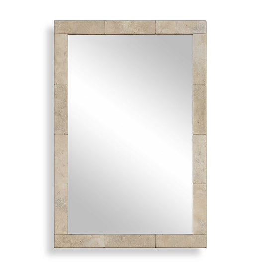 Pave - Rectangular Travertine Mirror - White