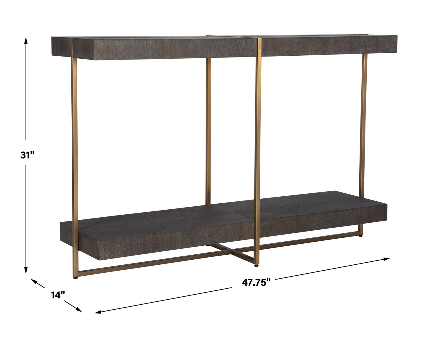 Taja - Modern Brass / Wood Console Table - Gold