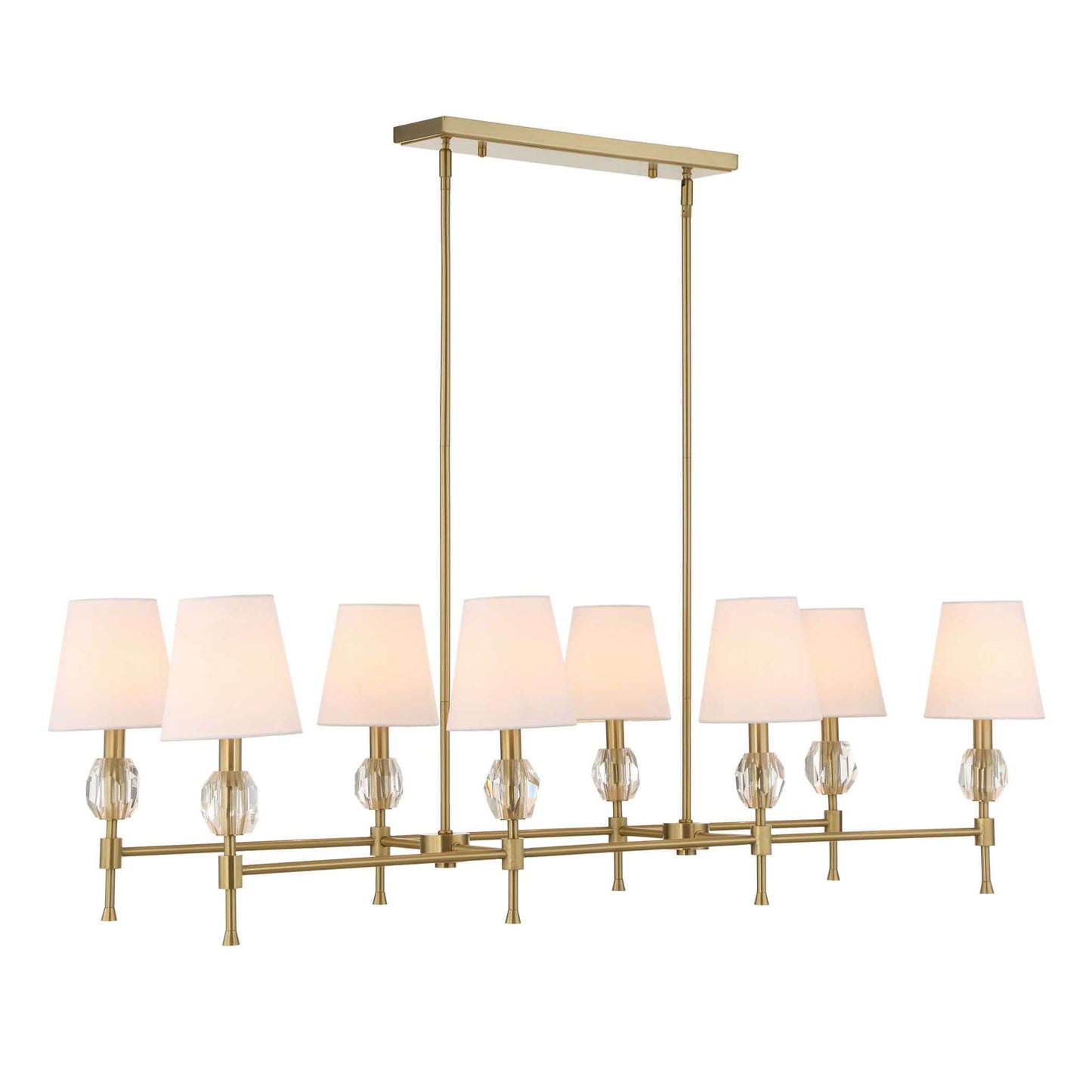 Arques - 8 Light Linear Chandelier - White / Gold