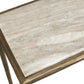 Minerva - Marble Top Console Table - Brass / Gray / White