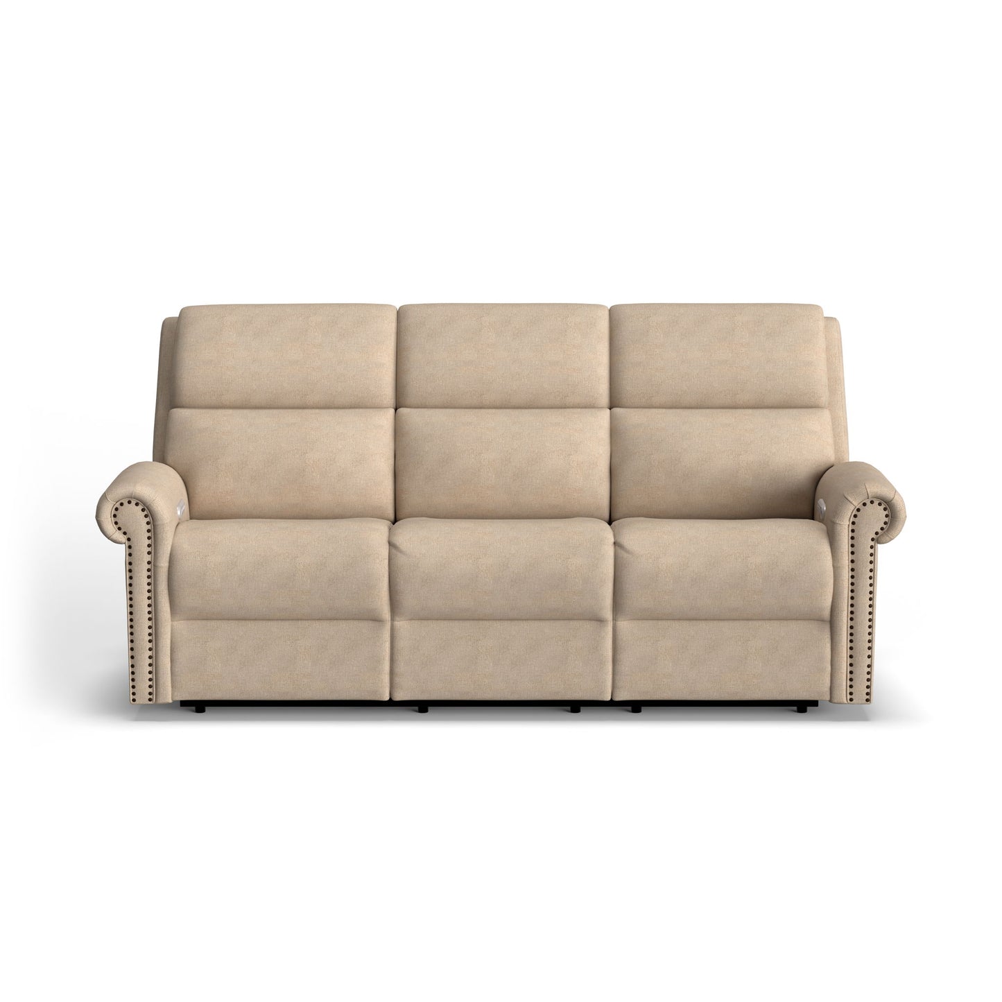 Bernard - Power Reclining Sofa With Console, Power Headrests & Lumbar, Nailhead Trim