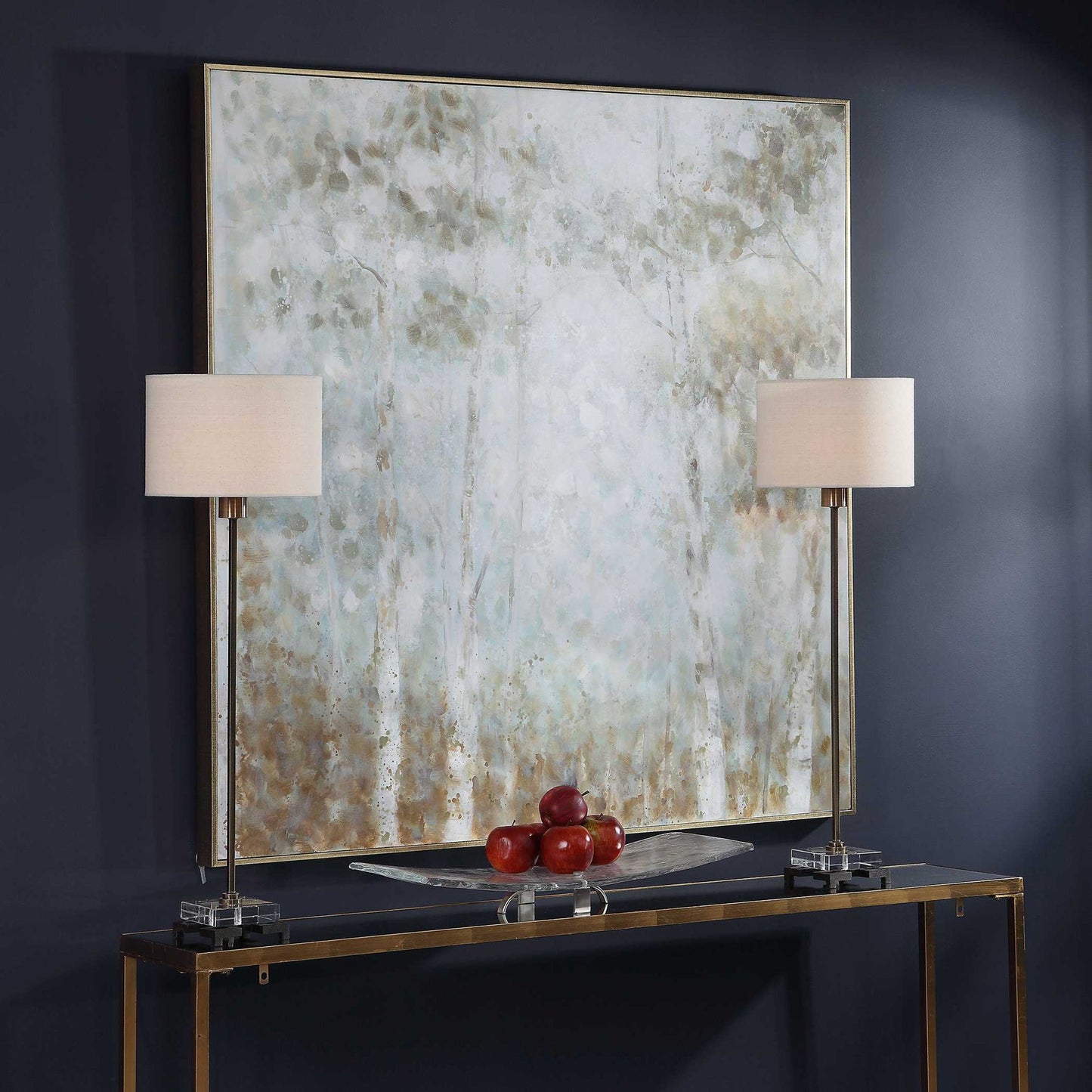 Cotton Woods - Hand Painted Canvas - Light Blue