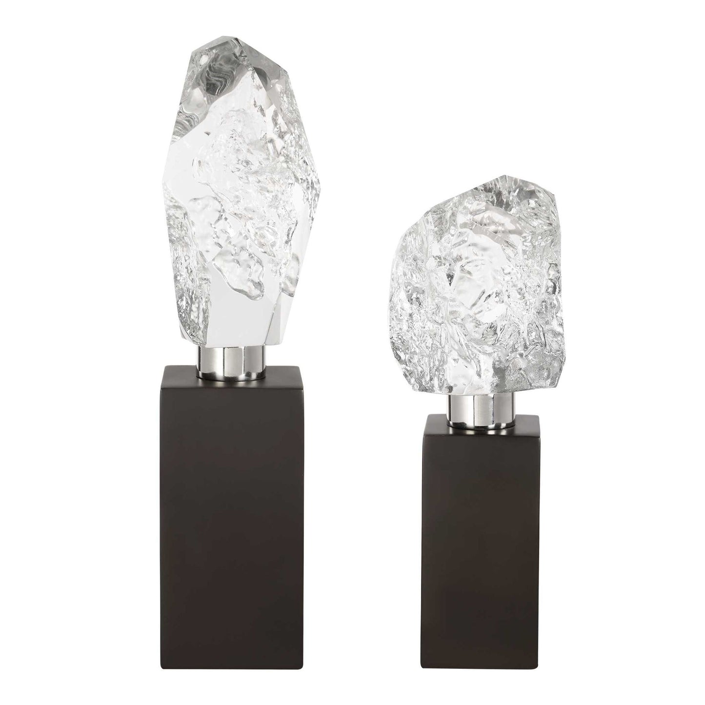 Crystal Peak - Sculptures (Set of 2) - Black / Silver