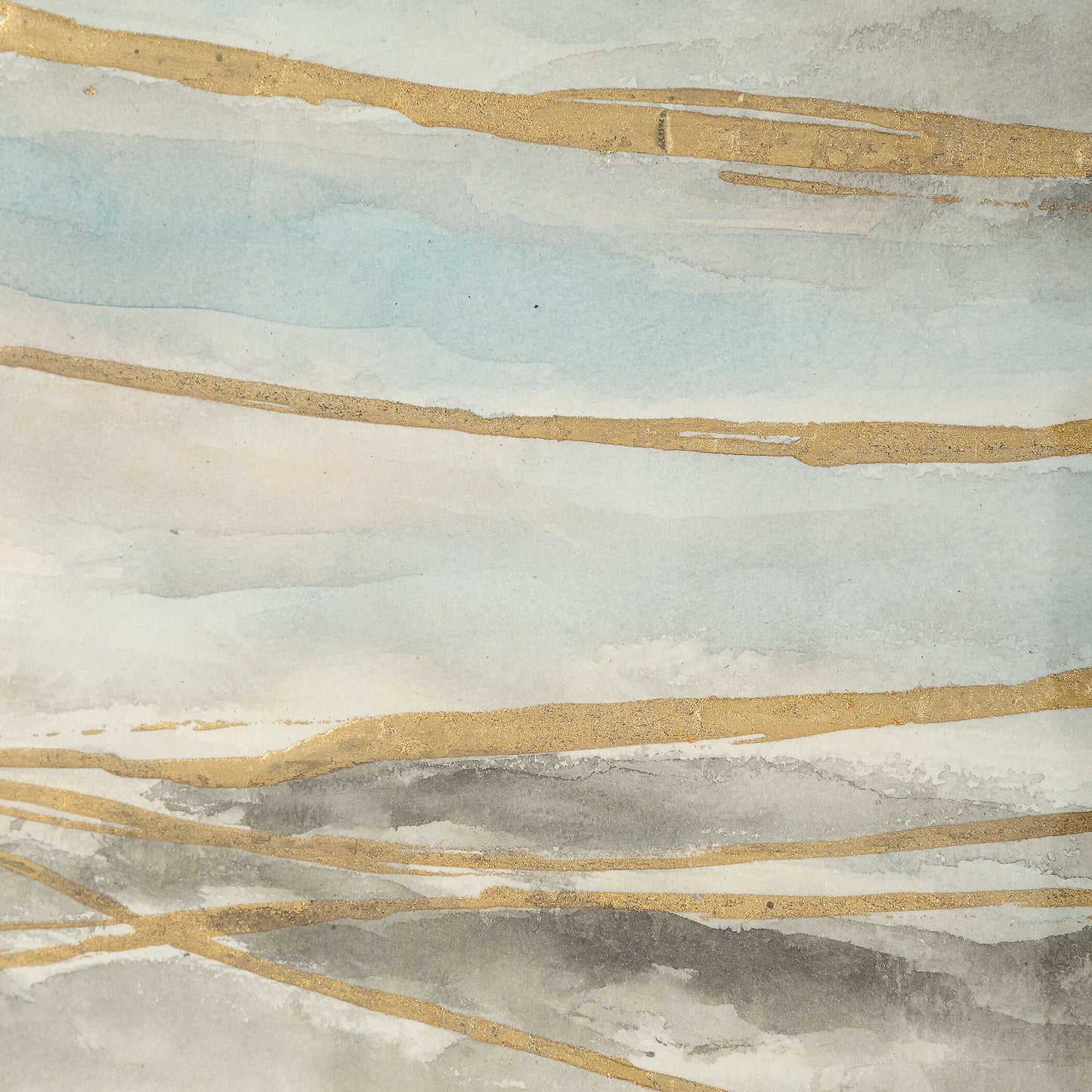 So Golden - Abstract Landscape Prints (Set of 2) - Black / Blue / Brass / Gold / Gray / Pink / White