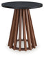 Kallari - Round End Table - Warm Brown / Black