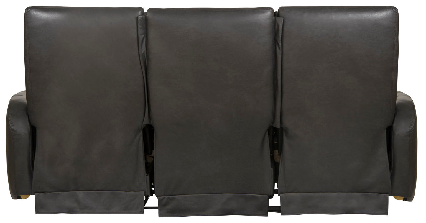 Bosa - Leather Power Reclining Sofa - Charcoal