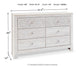 Paxberry - Six Drawer Dresser - Medallion Drawer Pulls - Whitewash