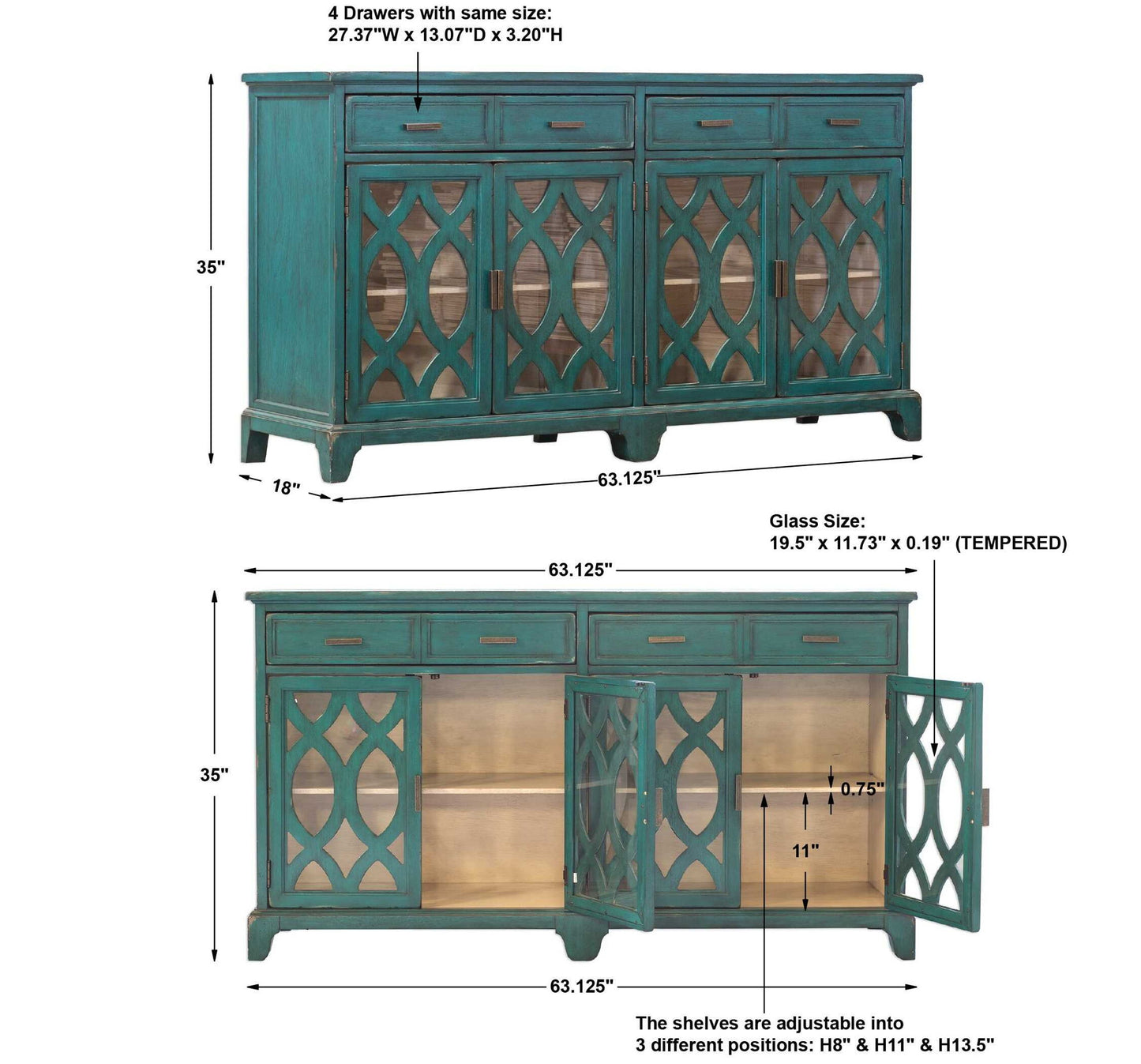 Oksana - Wooden Credenza - Green
