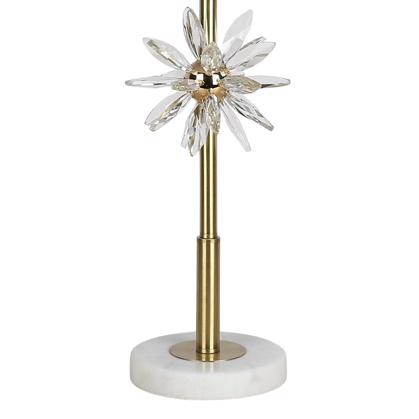 "Crystal Bloom II" Crystal And Marble Table Lamp (Set of 2) - White / Clear Crystal / Soft Gold