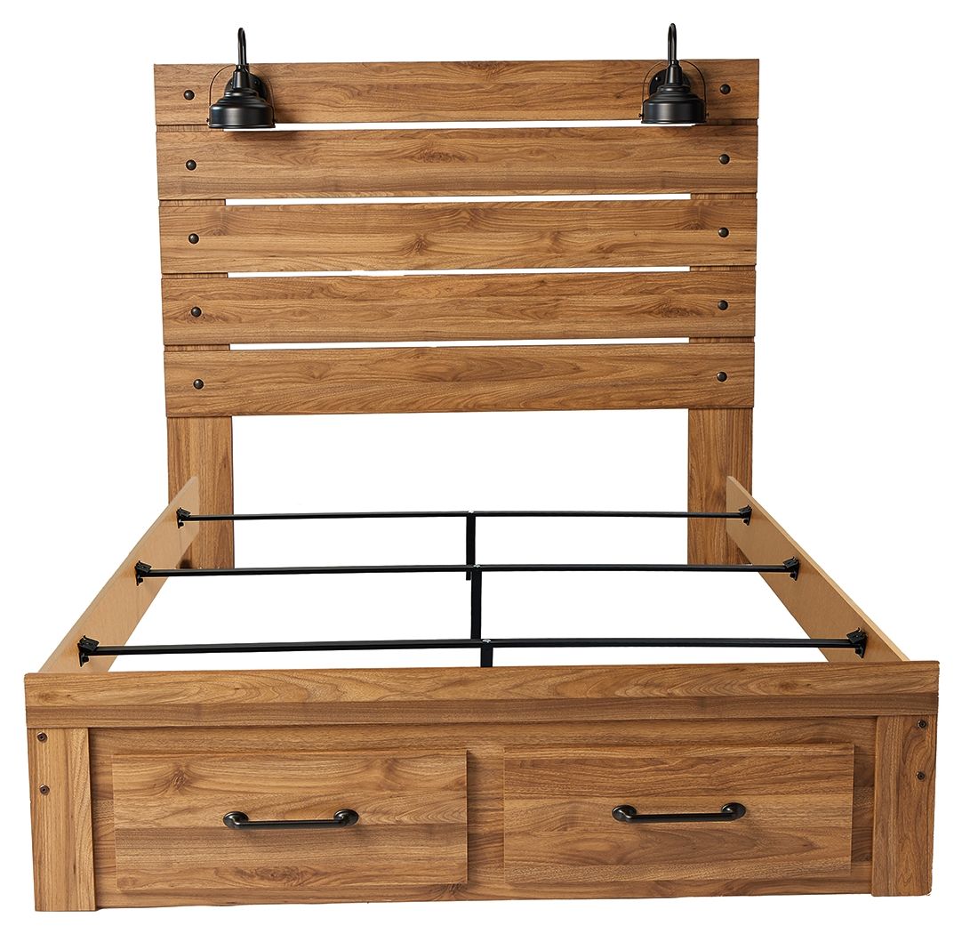 Pasklyn - King Panel Storage Bed - Brown