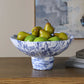 Indigo - Marble Pedestal Bowl - Blue,White