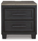 Foyland - Two Drawer Night Stand - Black / Brown