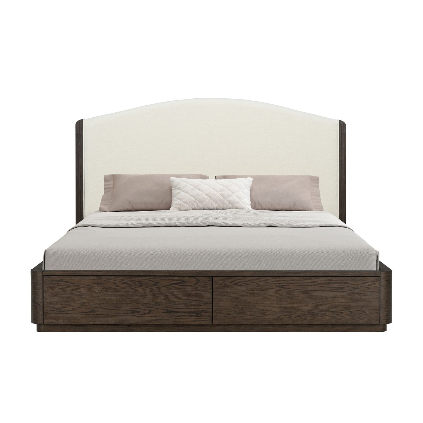 Athens - King Upholstered Storage Bed - Dark Brown