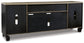 Foyland - XL TV Stand w/Fireplace Option - Black / Brown