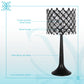 "Crystal Lattice Radiance" Metal And Crystal Table Lamp (Set of 2) - Matt Black / Clear Crystal