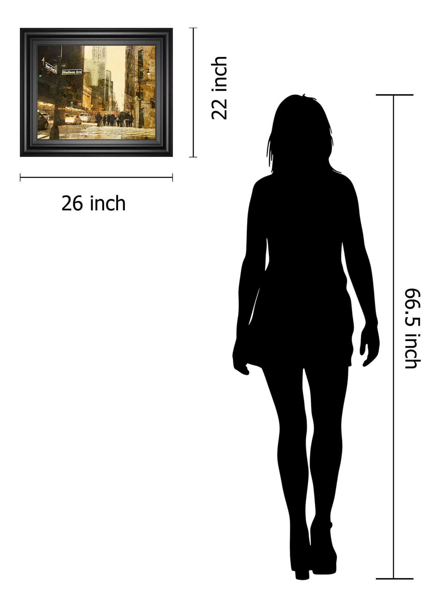 New York Streets By Acosta - Framed Print Wall Art - Dark Brown