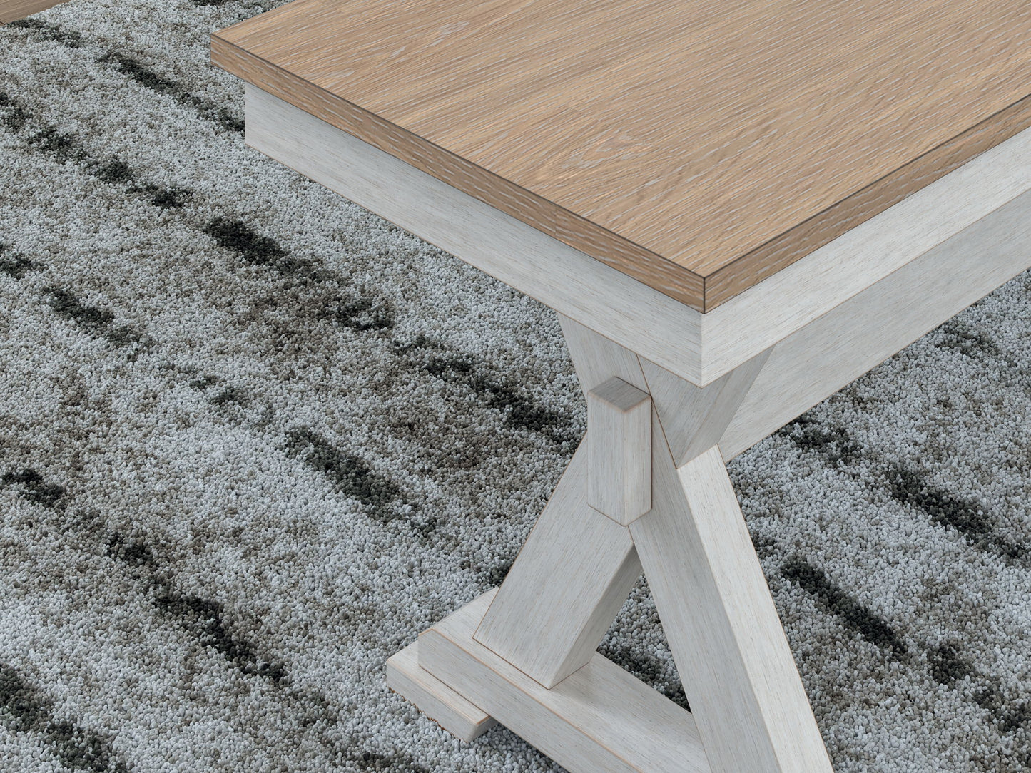 Purlaney - Large Dining Room Bench - Antique White / Natural