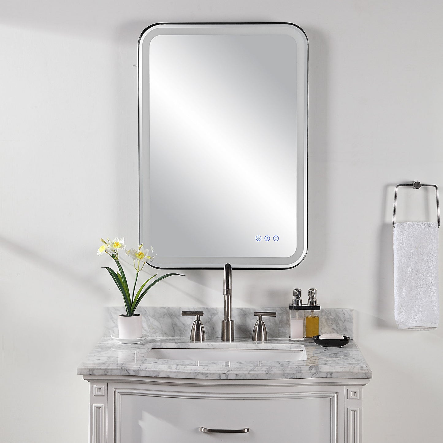Crofton - Vanity Mirror - Black & Pearl Silver