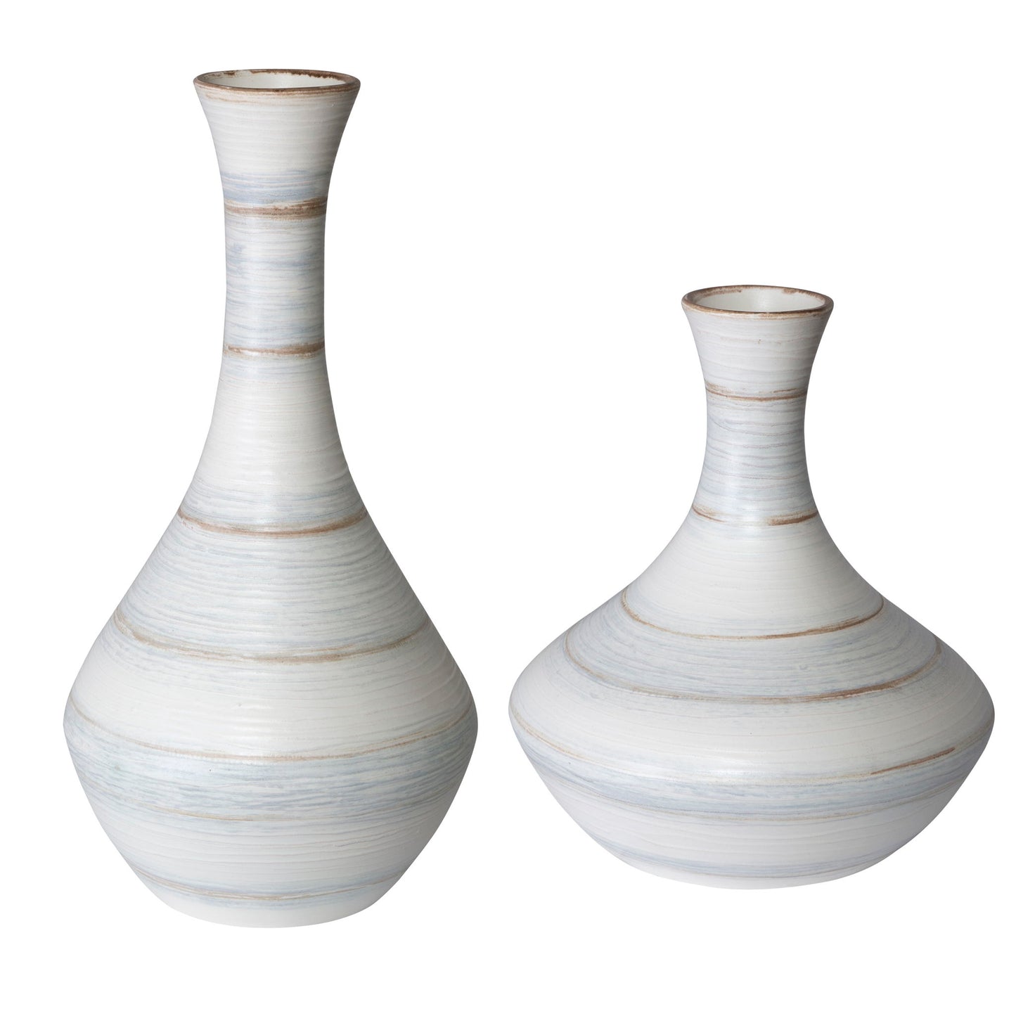 Potter - Fluted Striped Vases (Set of 2) - Light Blue