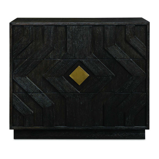 Faulkner - 3 Drawer Modern Chest - Black / Brass